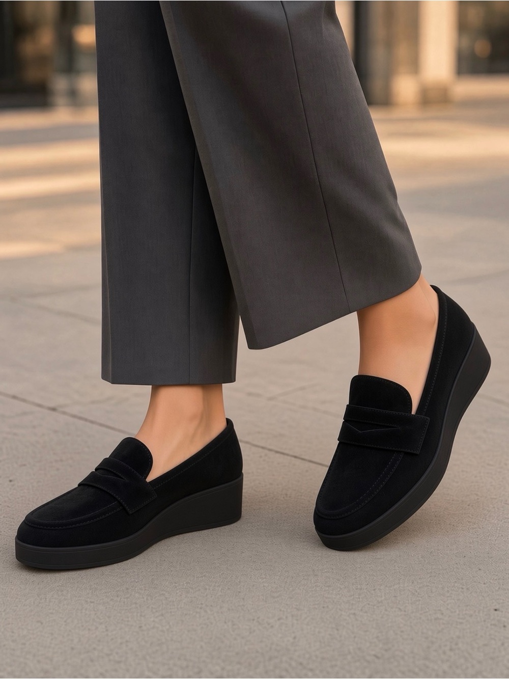 Robert Clergerie Black Suede Penny Loafers